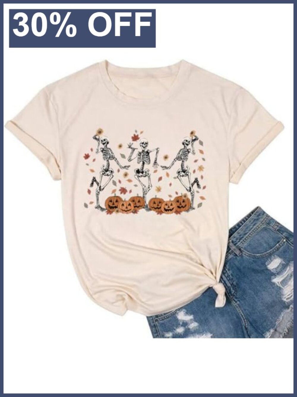 Fall Pumpkin Graphic Tee Short Sleeve Cotton Blend Women's T-Shirt